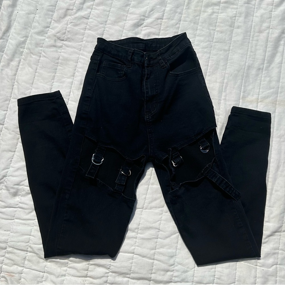 Women’s Cut Out Black Jeans